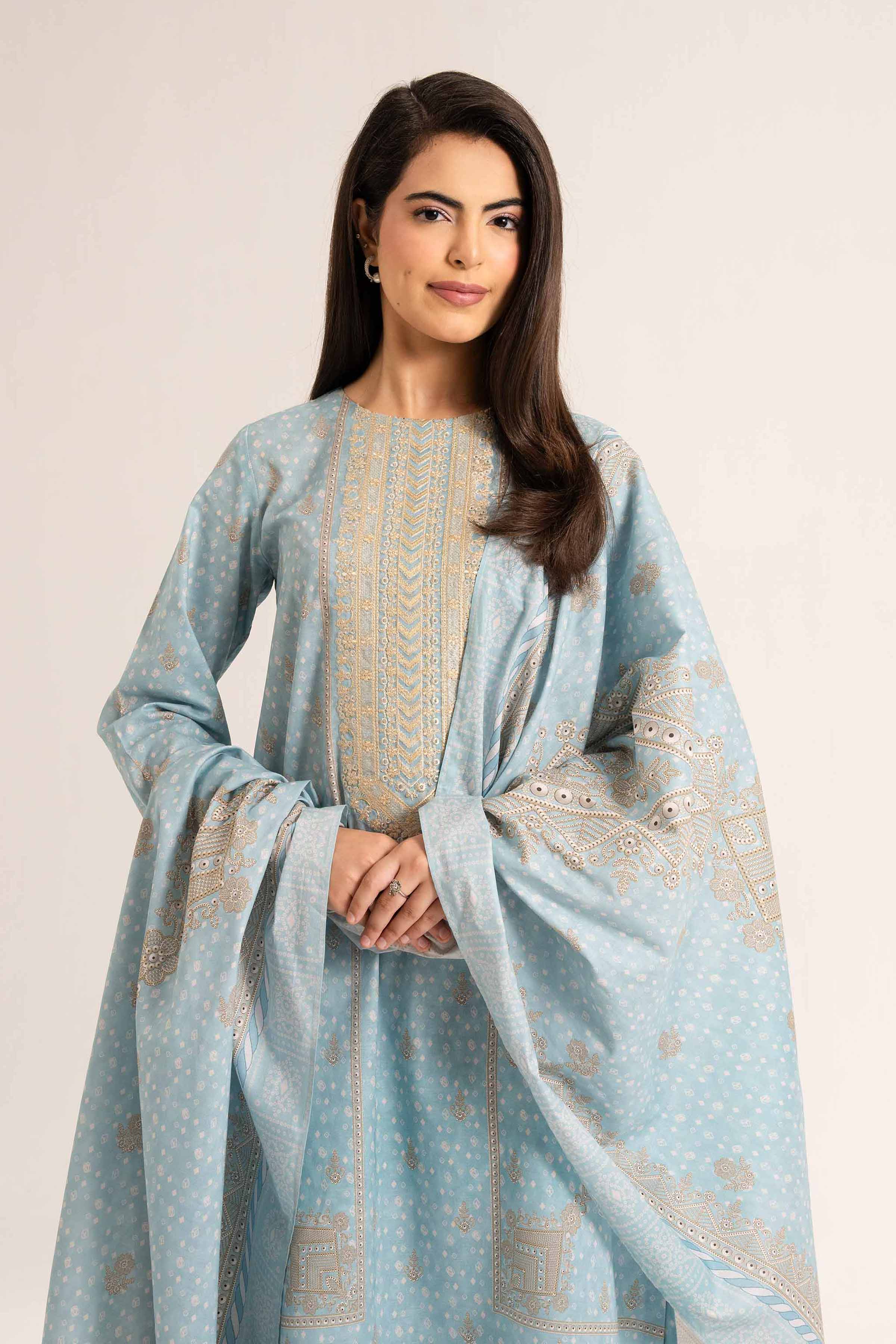 3 Piece - Digital Printed Embroidered Suit - 42501933