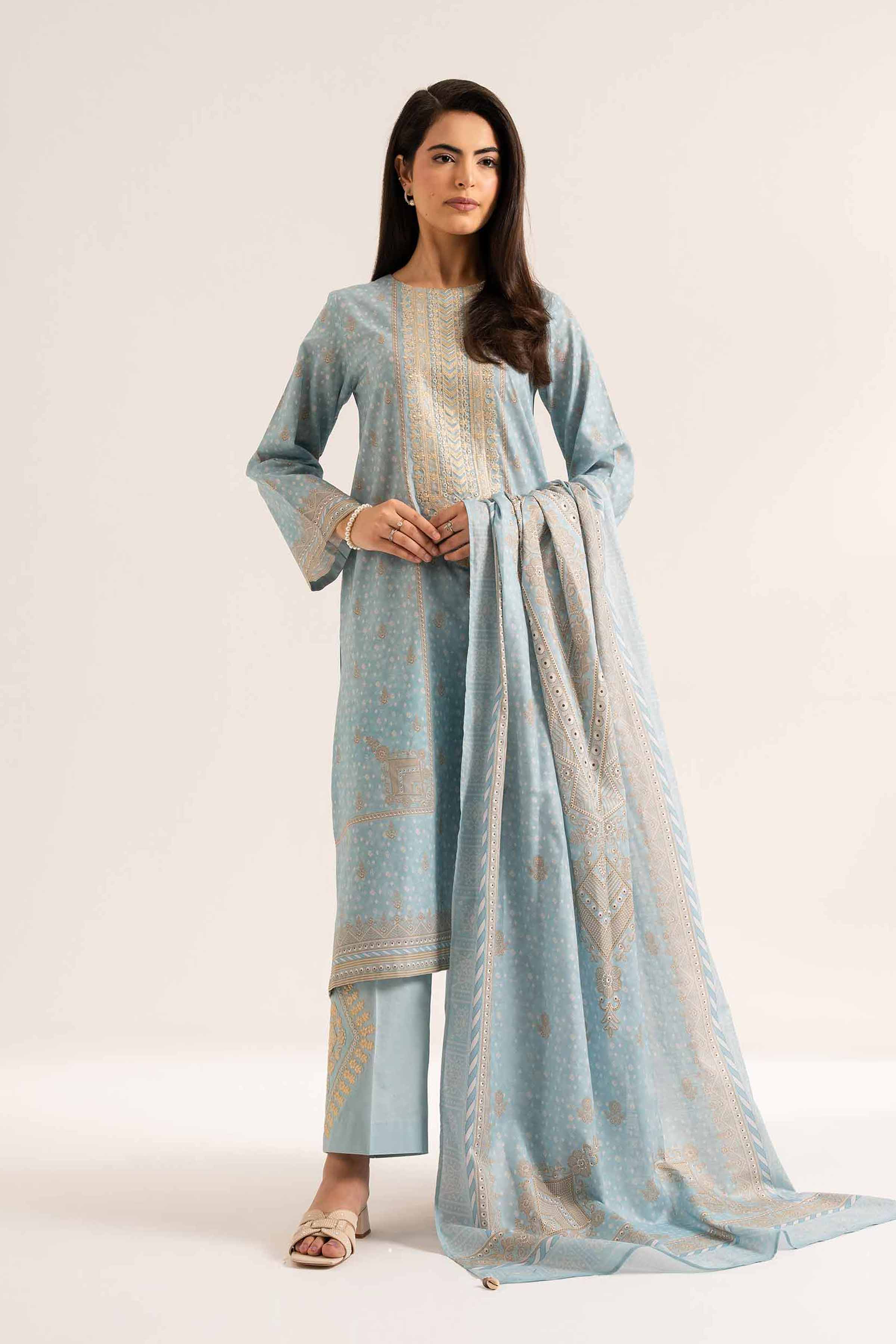 3 Piece - Digital Printed Embroidered Suit - 42501933