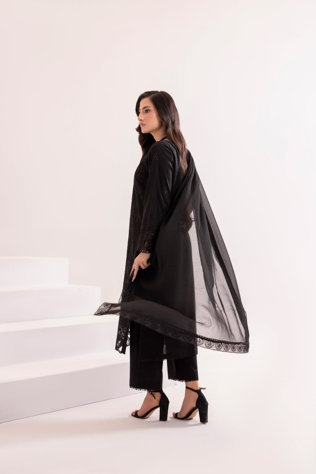 Jet Black Embroidered 3Pc