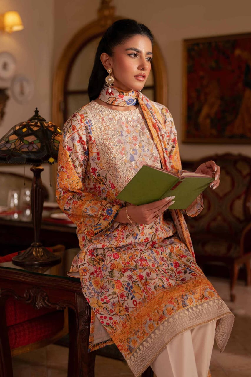 2 Piece - Digital Printed Embroidered Suit - 42501179