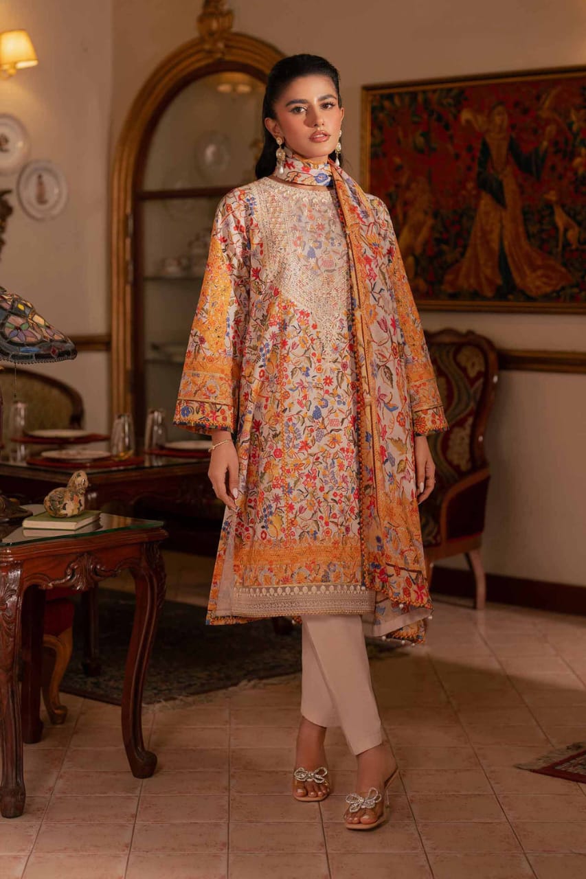 2 Piece - Digital Printed Embroidered Suit - 42501179