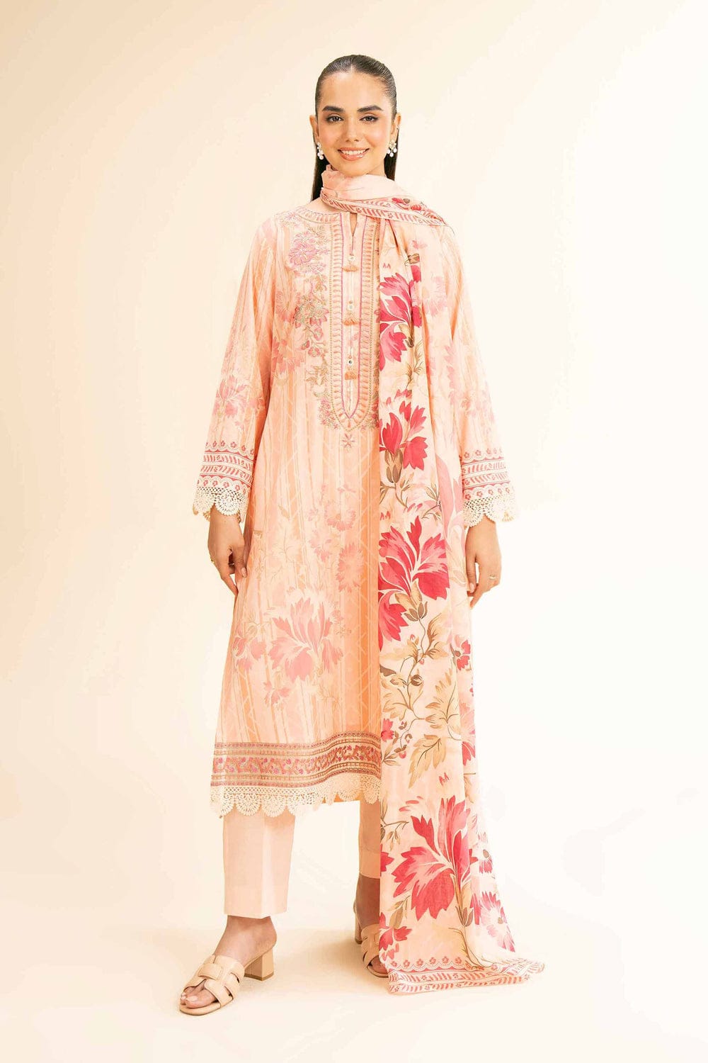 3 Piece - Digital Printed Embroidered Suit - 42501183