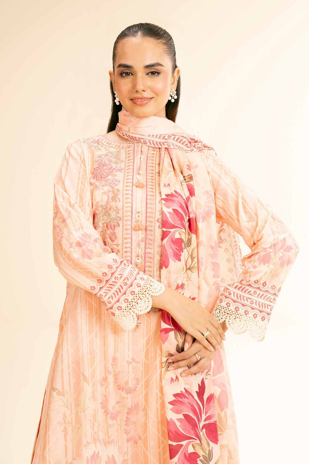 3 Piece - Digital Printed Embroidered Suit - 42501183