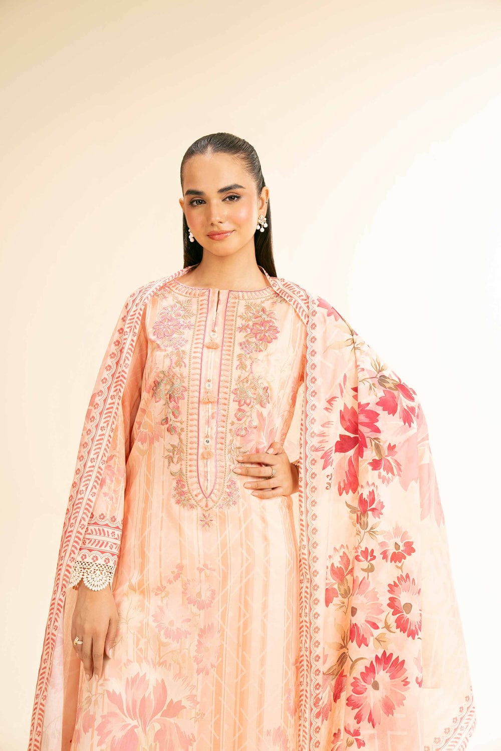 3 Piece - Digital Printed Embroidered Suit - 42501183