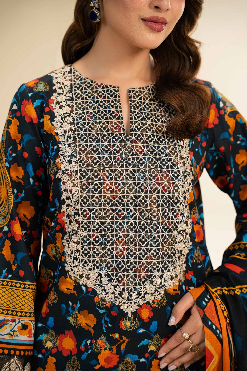 3 Piece - Digital Printed Embroidered Suit - 42501178