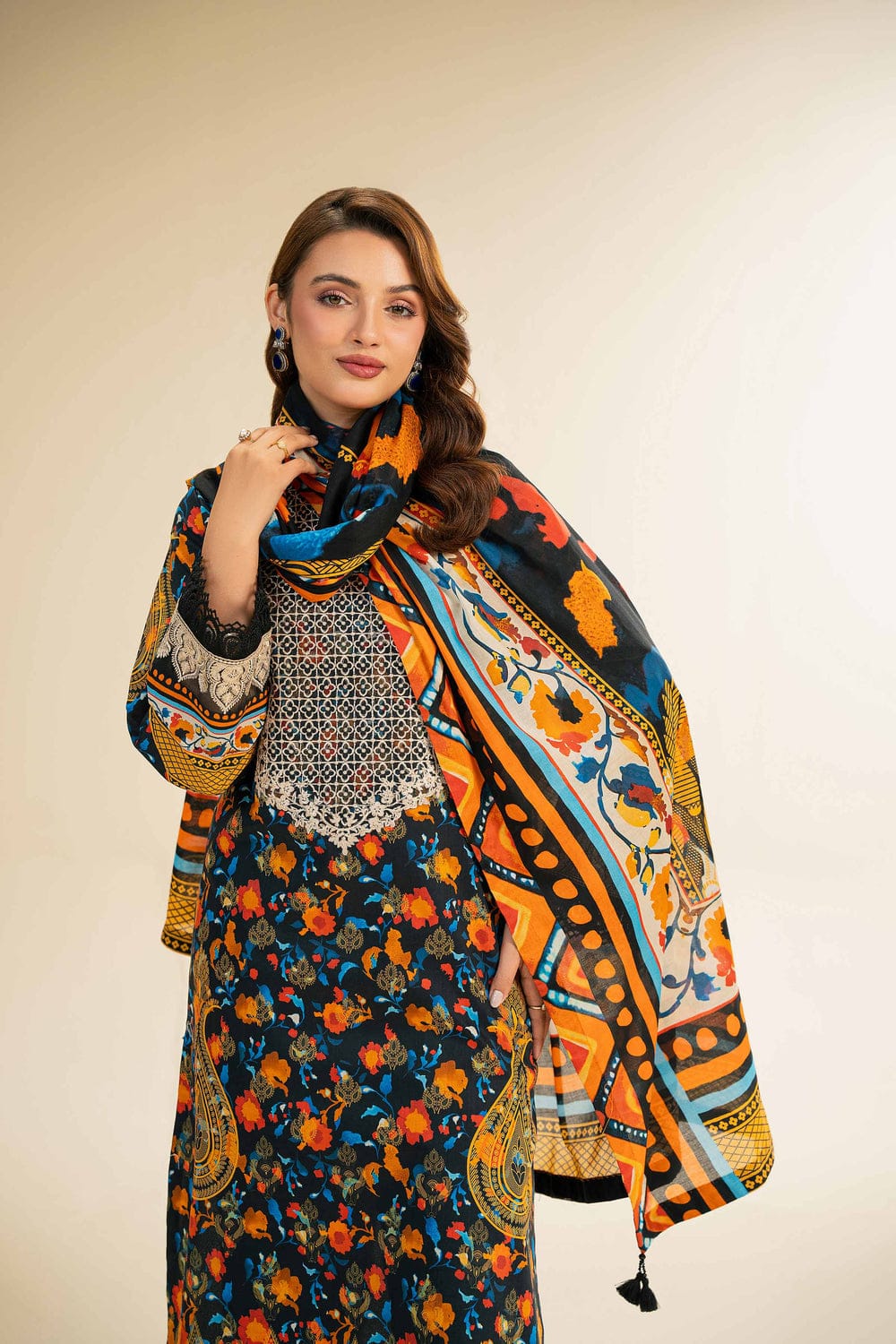 3 Piece - Digital Printed Embroidered Suit - 42501178