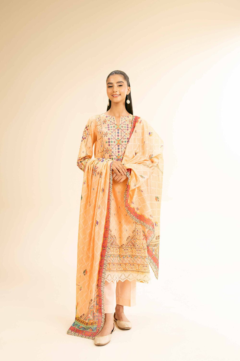 3 Piece - Digital Printed Embroidered Suit - 42501184