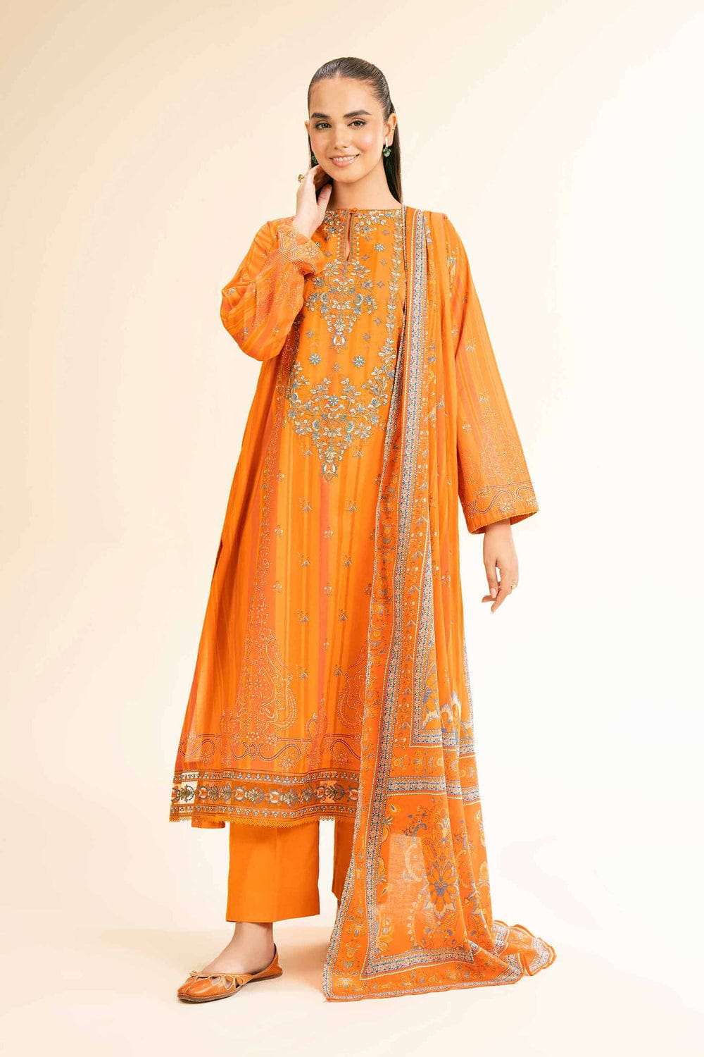 3 Piece - Digital Printed Embroidered Suit - 42501181